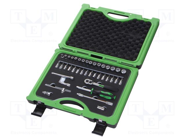 Socket-set; 6-angles,hex key,Phillips,Torx®; 1/4"; 40pcs.