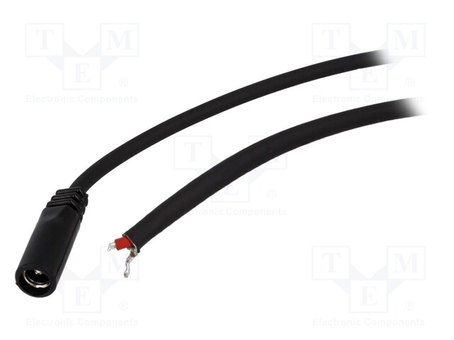 Cable; wires,DC 5,5/2,5 socket; straight; 1mm2; black; 1.5m