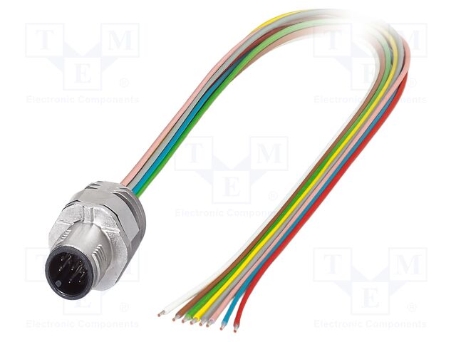 Connector: M12; socket; PIN: 8; male; 30V; straight; IP67; cables