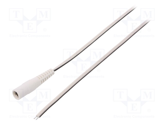 Cable; wires,DC 5,5/2,5 socket; straight; 0.5mm2; white; 1.5m