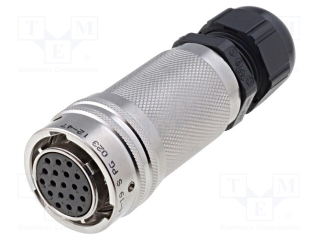 Connector: circular; PT; plug; female; PIN: 19; with cable gland