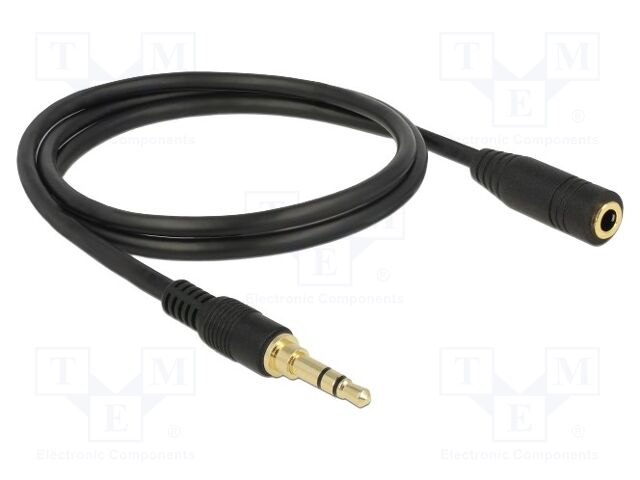 Cable; Jack 3.5mm 3pin socket,Jack 3.5mm 3pin plug; 1m; black