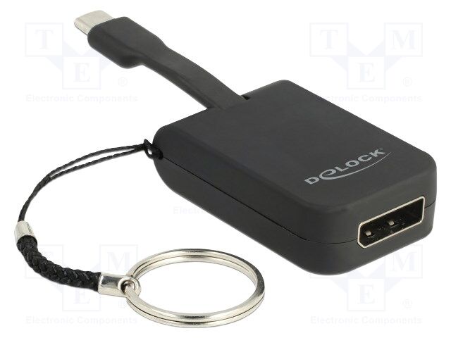 Adapter; DisplayPort socket,USB C plug; UHD 2160p; black