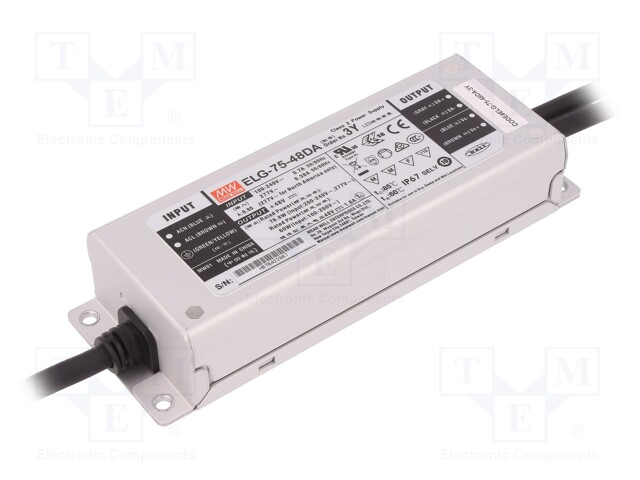 Power supply: switched-mode; Communication: DALI; LED; 76.8W; 1.6A