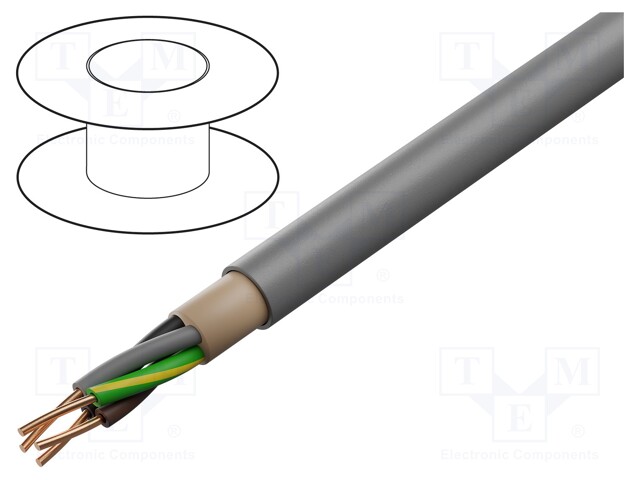 Wire; NYM; 2x1.5mm2; solid; Cu; PVC; grey; 300V,500V; CPR: Eca