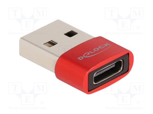 Adapter; USB 2.0; USB A plug,USB C socket; Connector colour: red