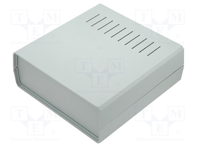 Enclosure: with panel; vented; X: 188mm; Y: 198mm; Z: 70mm; grey