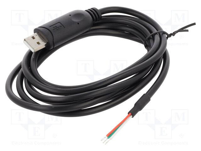Cable; USB 2.0; wires,USB A plug; 2m; black; Cu; Interface: RS485