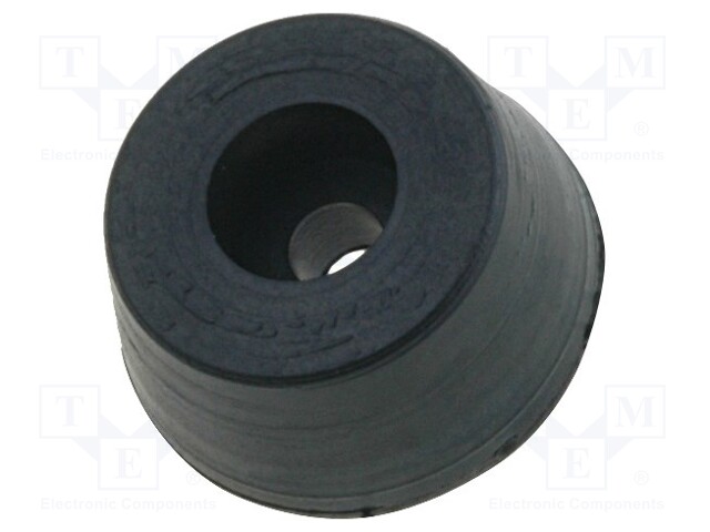 Foot; black; rubber; A: 16mm; B: 13mm; C: 6mm; E: 7.8mm; D: 3mm; F: 4mm