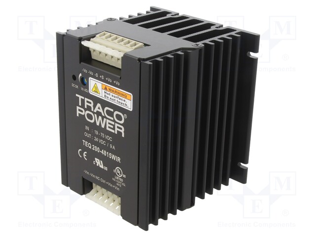 Converter: DC/DC; 200W; Uin: 19÷75V; 24VDC; Iout: 9A; Efficiency: 89%
