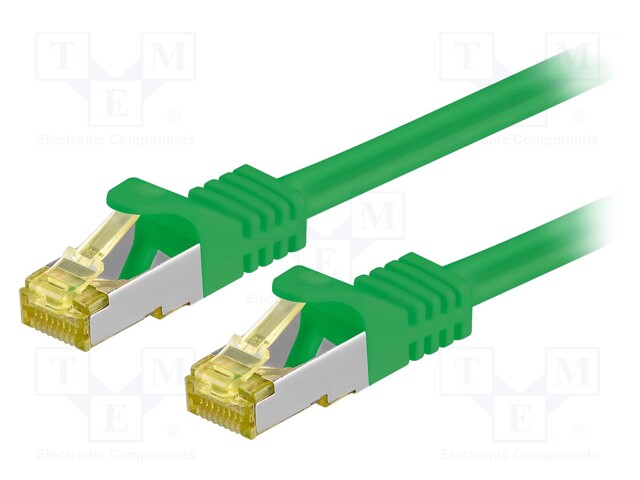 Patch cord; S/FTP; 6a; stranded; Cu; LSZH; green; 10m; 26AWG