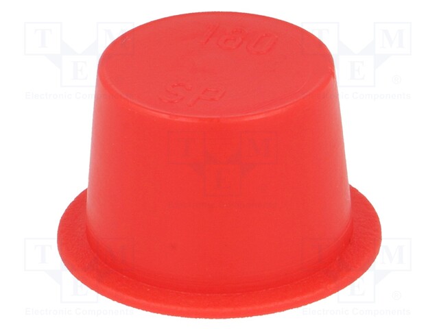 Plugs; Body: red; Out.diam: 30mm; H: 13.3mm; Mat: LDPE; Shape: round