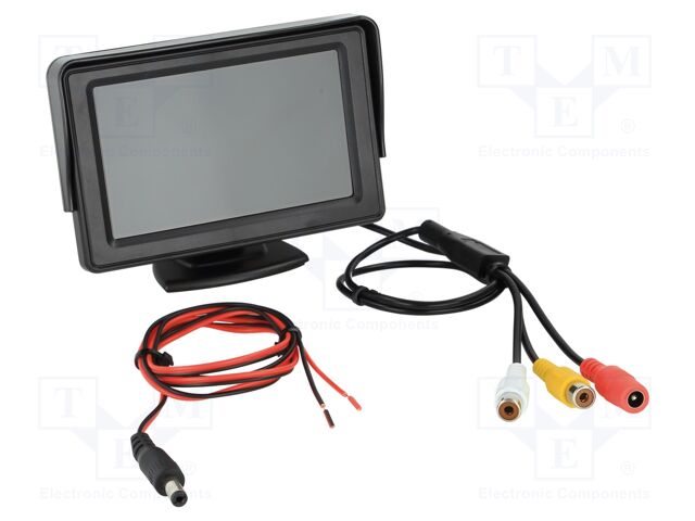 TFT display; 640x480; black; 12VDC,24VDC; 4.3"; Features: NTSC,PAL