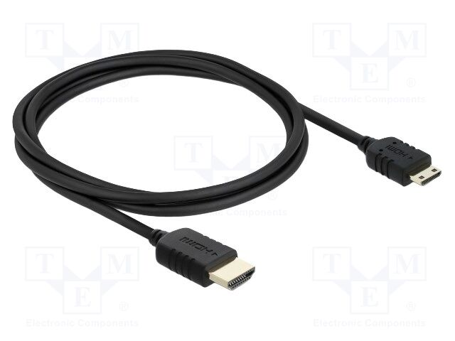 Cable; HDMI plug,mini HDMI plug; Len: 1m; black; 36AWG; 48Gbps