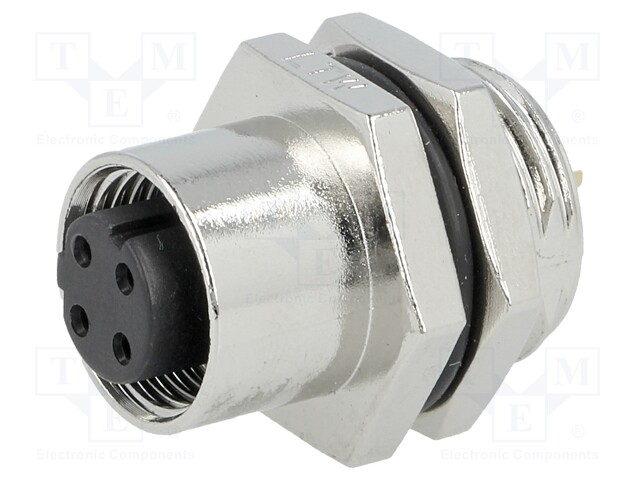 Socket; M12; PIN: 4; female; D code-Ethernet; soldering; IP68; 250V