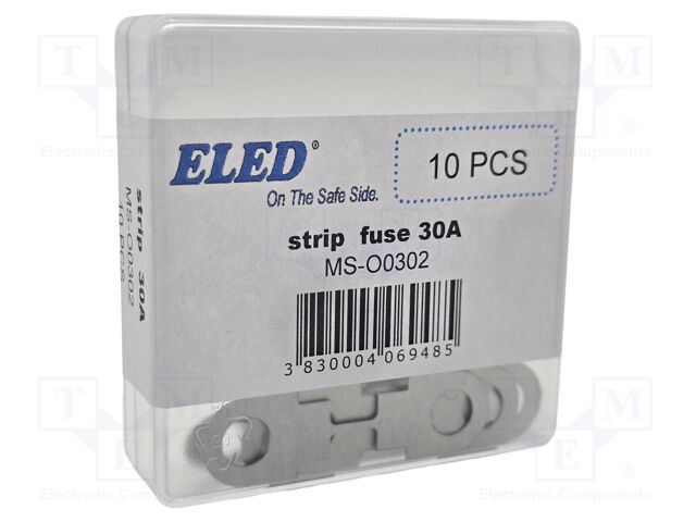 Fuse: fuse; 30A; 32VDC; automotive,strip fuse; 42mm; M6 screw