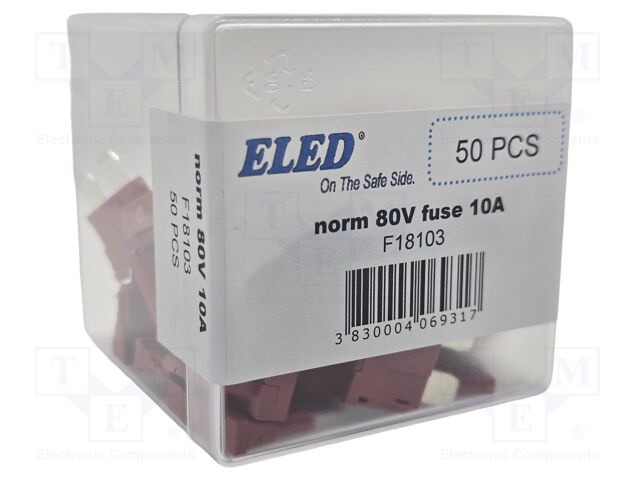 Fuse: fuse; 10A; 80VDC; automotive; 19mm; 19x5.1x20mm
