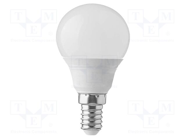 LED lamp; neutral white; E14; 220÷240VAC; 320lm; P: 3.7W; 180°; IP20