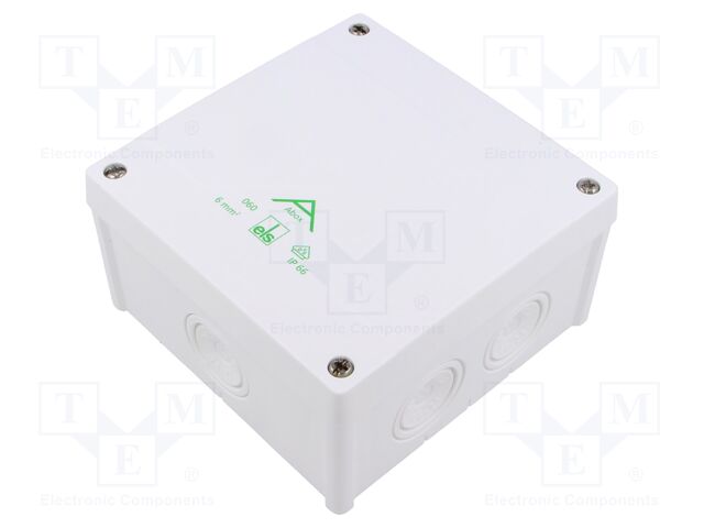 Enclosure: junction box; X: 127mm; Y: 127mm; Z: 70mm; IP66; white
