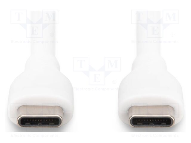 Cable; USB 2.0; USB C plug,both sides; nickel plated; 0.5m; white
