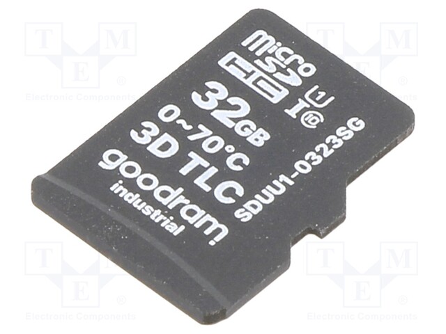 Memory card; industrial; 3D TLC,pSLC; 32GB; UHS I U1; 0÷70°C