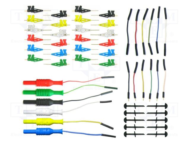 Clamp test lead set; white,black,red,blue,green,yellow