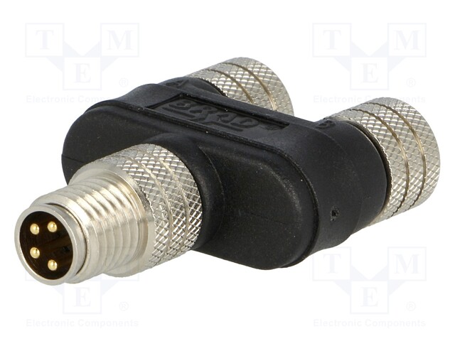 T adapter; M8 male,M8 female x2; PIN: 4; Y; 3A; 60V; IP68