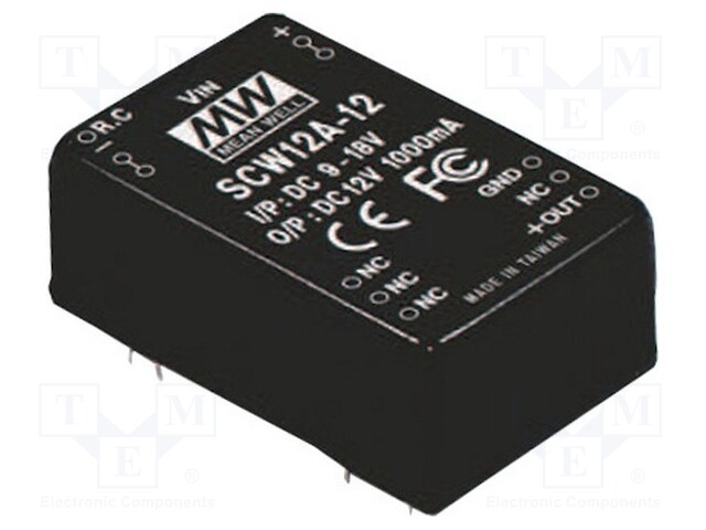 Converter: DC/DC; 12W; Uin: 9÷18V; 5VDC; Iout: 2400mA; 1,2"x0,8"
