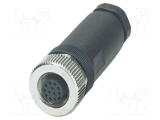 Connector: M12; plug; PIN: 12; 30V; straight; IP67; soldering; A code