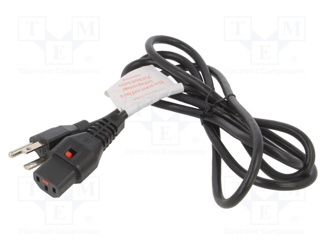 Cable; IEC C13 female,NEMA 5-15 (B) plug; 2m; black; 13A; 125V