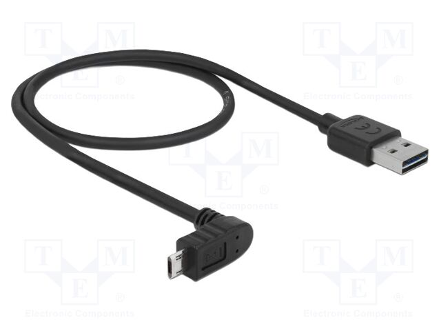 Cable; USB 2.0; gold-plated; 0.5m; black; 24AWG,28AWG; 480Mbps