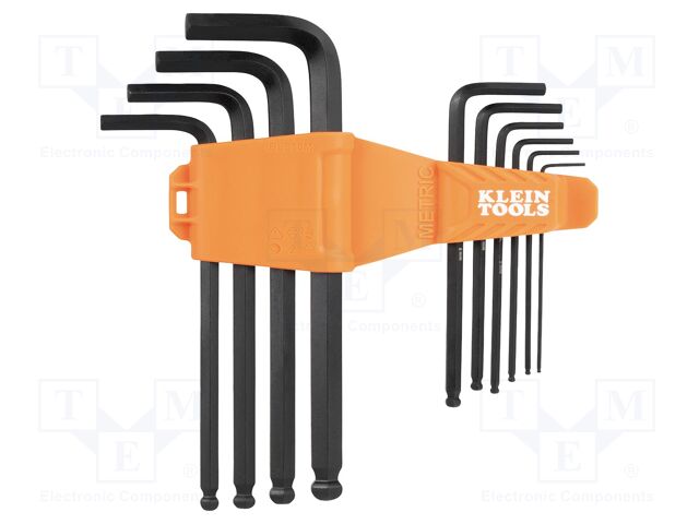 Wrench: hex key-set; spherical; Chrom-vanadium steel; long