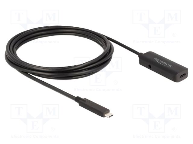 Cable; DC socket,USB C socket,USB C plug; 3m; black; 24AWG,30AWG