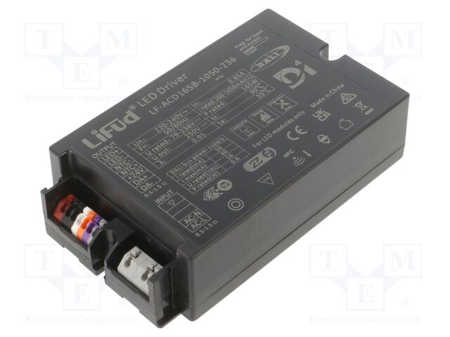 Power supply: switching; LED; 165W; 79÷236VDC; 200mA÷1.05A; IP20