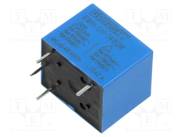 Relay: electromagnetic; SPST-NO; Ucoil: 48VDC; RWH; miniature; PCB