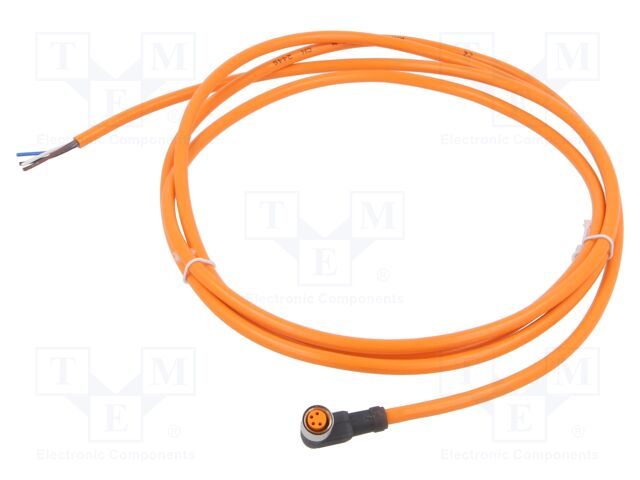 Connection lead; M8; PIN: 4; angled; 2m; plug; 60VAC; 4A; -25÷90°C