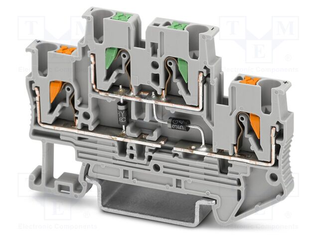 Splice terminal: rail; PA; terminals: 4; W: 5.2mm; H: 68mm; Body: grey