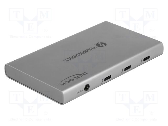 Hub USB; DC socket,USB A socket,USB C socket x3; PnP; grey