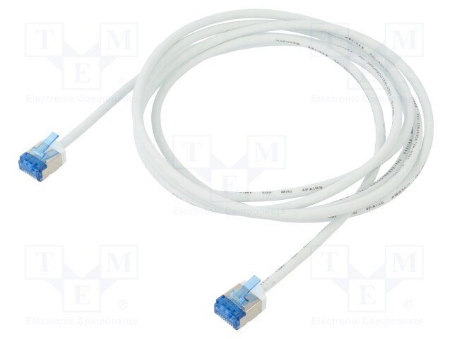 Patch cord; U/FTP; 6a; stranded; Cu; LSZH; white; 2m; 32AWG; -20÷75°C