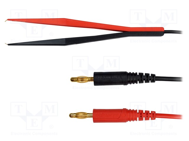 Kelvin cable; 1m; black,red; 1A; 70VDC; Plating: gold-plated