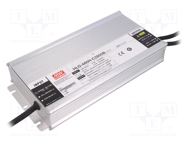 Power supply: switched-mode; LED; 480W; 85÷171VDC; 2800mA; IP67