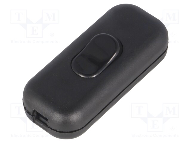 ROCKER; SPST; Pos: 2; OFF-ON; 2A/250VAC; black; none; Body: black