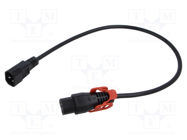 Cable; IEC C13 female,IEC C14 male; 0.5m; orange; 10A; 250V; IP20