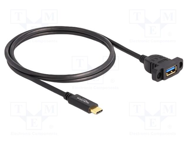 Cable; USB 3.2 Gen 2; USB A socket,USB C plug; 1m; black; 10Gbps