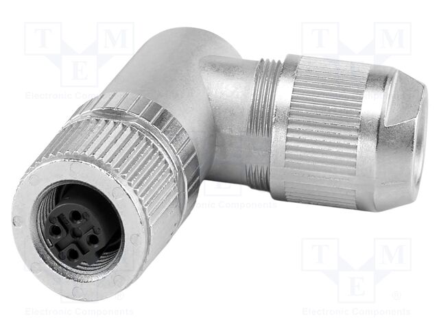 Connector: M12; plug; PIN: 4; 48V; angled; IP65; push-lock; D code; 4A