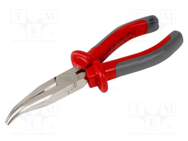 Pliers; curved,half-rounded nose; 160mm; SOFT-TOUCH