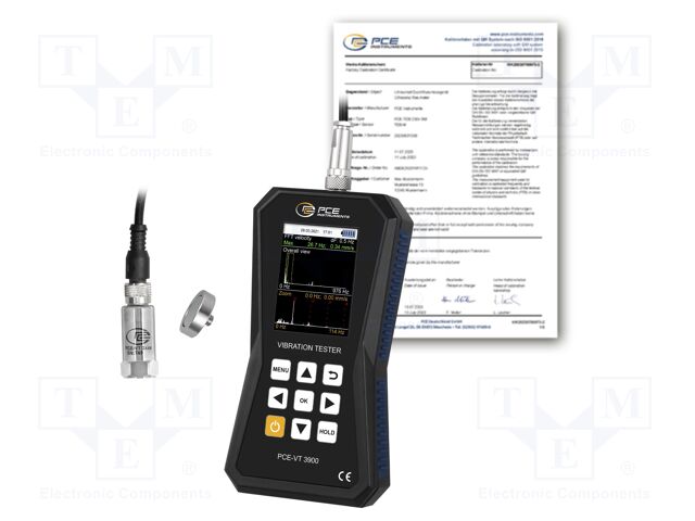 Vibrometer; Display: LCD 2,8"; Ch: 1; Meas.accur: ±7,998m/s2; IP52