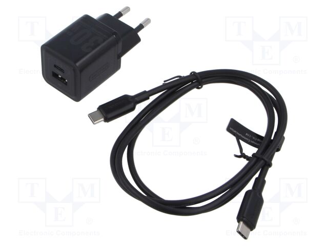 Power supply: switching; mains,plug-in; 5÷20VDC; 30W; black; 3A