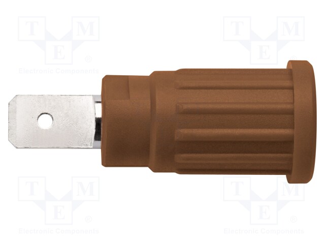 Socket; 4mm banana; 32A; 1kV; brown; nickel plated; 34.8mm; 5mΩ