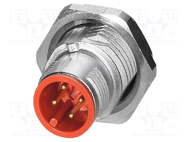 Connector: M12; socket; PIN: 4; male; 250V; straight; THT; A code